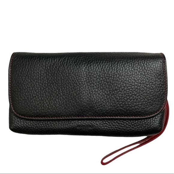 Borlino Black Italian Leather Clutch Bag Wristlet